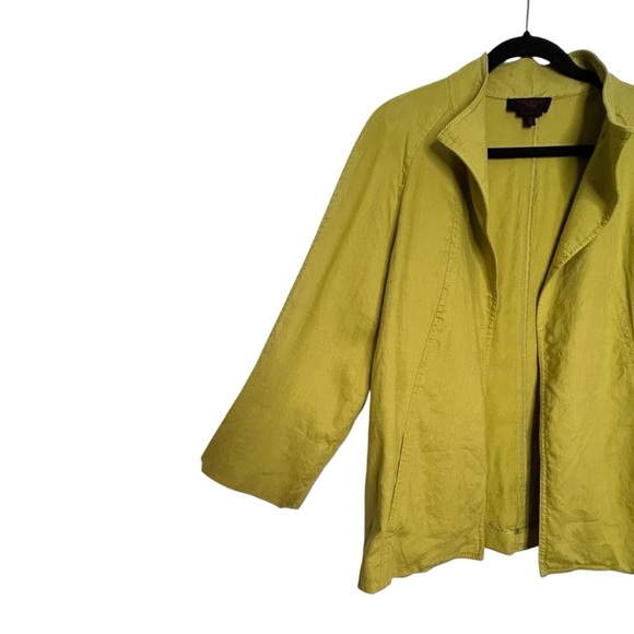 Talbots Collection Green Linen Blend 3/4 Length Sleeves Open Style Jacket Sz 14 - Picture 4 of 8